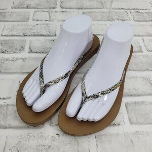 Pristine Reef Snake Skin Thin Strap Faux Snake Skin Flip Flop Thongs Size 9 Gray
